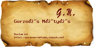 Gorzsás Mátyás névjegykártya